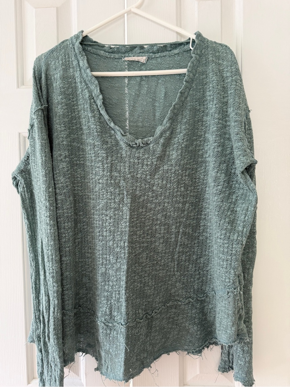 We The Free Slate Green Textured Long Sleeve Top